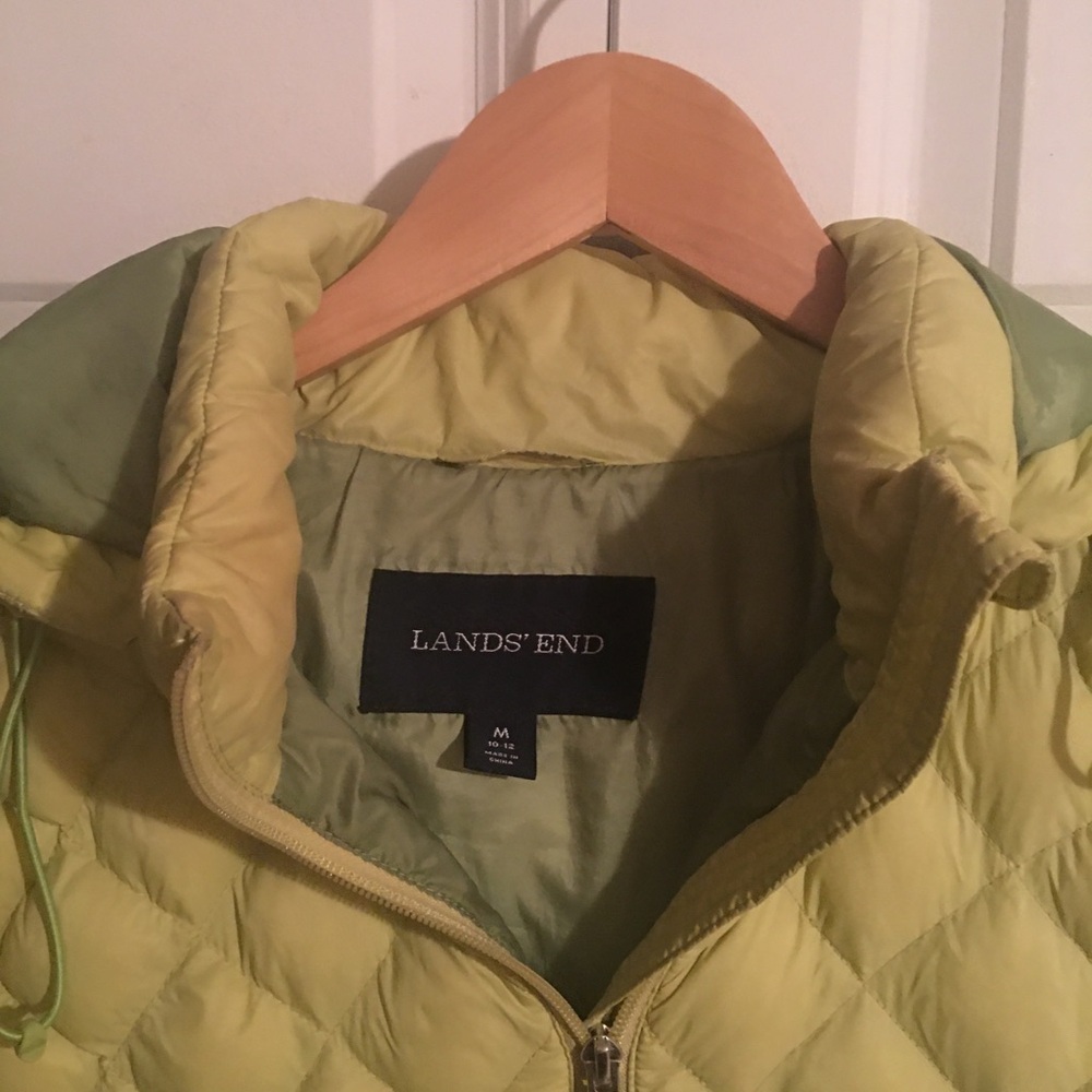 Lands’ End Light Green Long Sleeve Hooded Down Puffer Coat Size M. - Picture 2 of 4